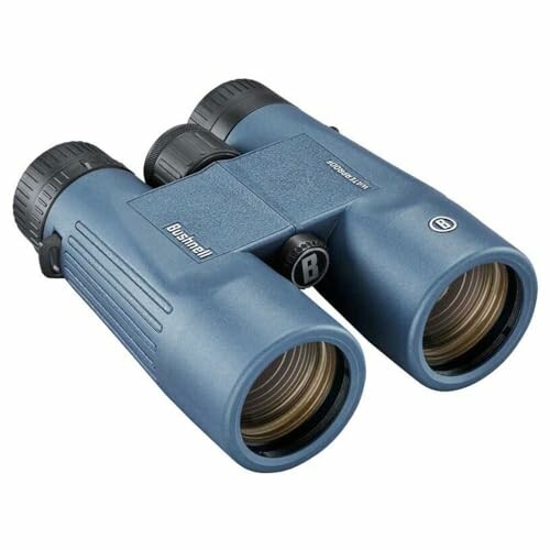 Blue binoculars with textured grip