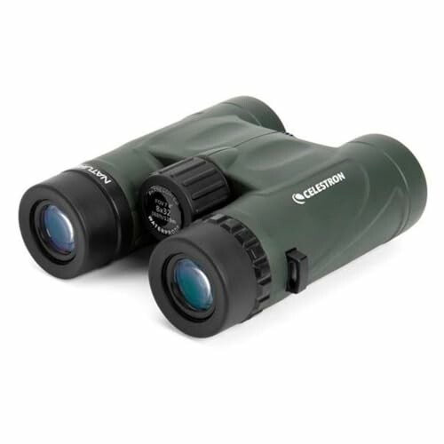 Green Celestron binoculars with black eyepieces