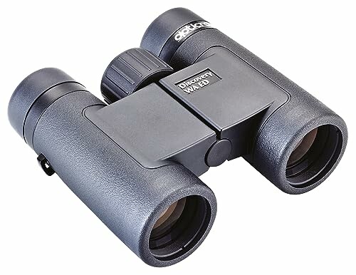 Compact black binoculars with rubber grips