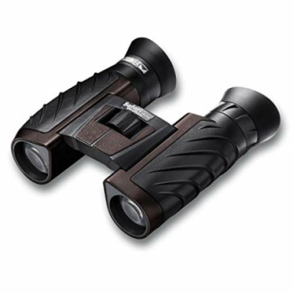 Compact black binoculars with textured grip