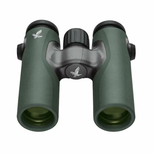 Green binoculars with black central adjustment knob