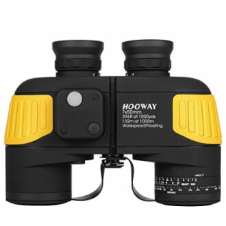 Hooway waterproof binoculars with yellow grips.