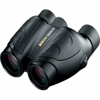 Nikon Travelite binoculars with black textured grips.
