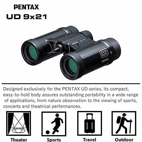Pentax UD 9x21 binoculars with versatile usage icons