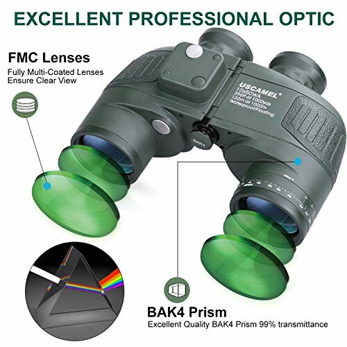 Green binoculars with FMC lenses and BAK4 prism.