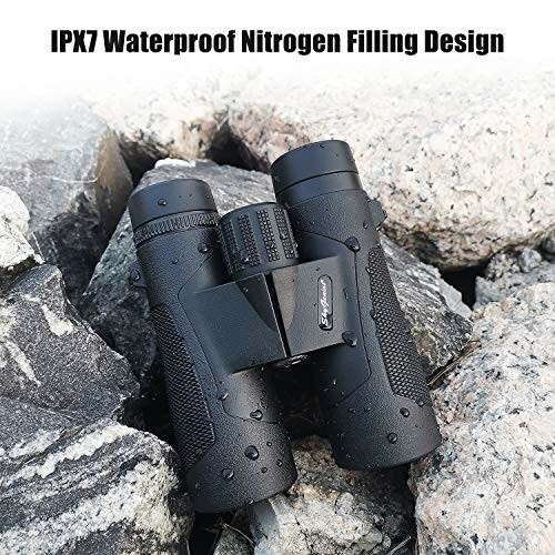 Binoculars with IPX7 waterproof design on rocks